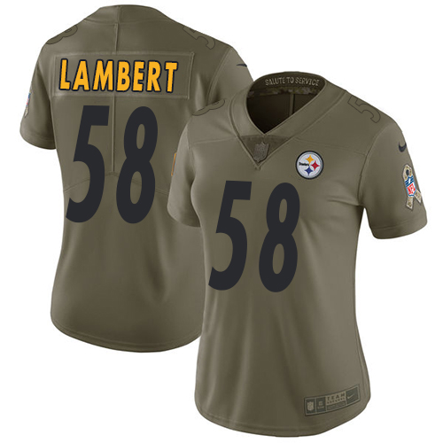 Nike Steelers #58 Jack Lambert Olive Women's Stitched NFL Limited 2017 Salute to Service Jersey