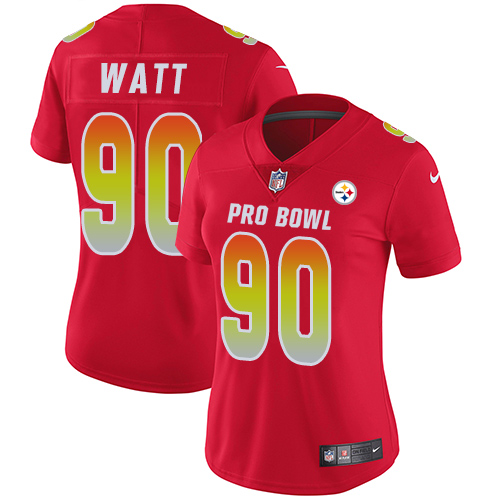 Nike Steelers #90 T. J. Watt Red Women's Stitched NFL Limited AFC 2019 Pro Bowl Jersey