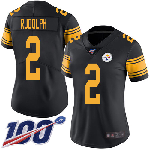 Nike Steelers #2 Mason Rudolph Black Women's Stitched NFL Limited Rush 100th Season Jersey