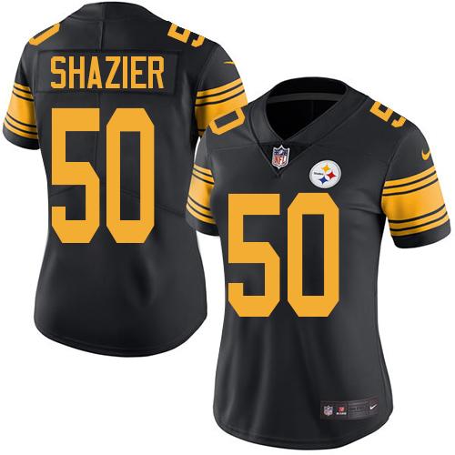 Nike Steelers #50 Ryan Shazier Black Women's Stitched NFL Limited Rush Jersey