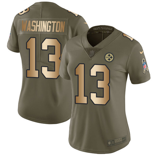 Nike Steelers #13 James Washington Olive/Gold Women's Stitched NFL Limited 2017 Salute to Service Jersey Nike Steelers #13 James Washington Olive/Gold Women's Stitched NFL Limited 2017 Salute to Service Jersey