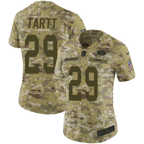 Nike 49ers #29 Jaquiski Tartt Camo Women's Stitched NFL Limited 2018 Salute to Service Jersey Nike 49ers #29 Jaquiski Tartt Camo Women's Stitched NFL Limited 2018 Salute to Service Jersey
