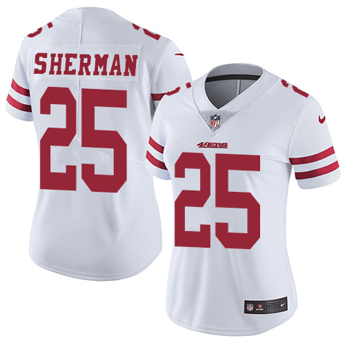 Nike 49ers #25 Richard Sherman White Women's Stitched NFL Vapor Untouchable Limited Jersey