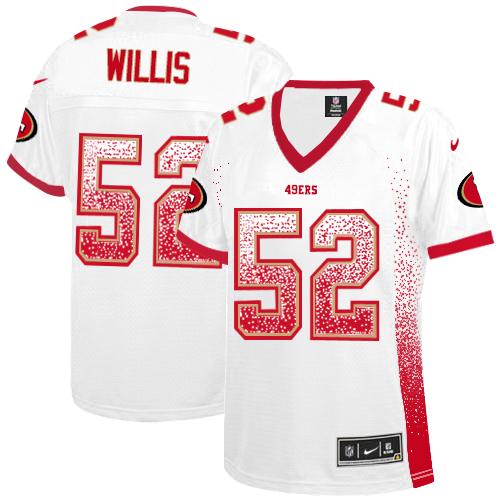 Nike 49ers #52 Patrick Willis White Women's Stitched NFL Elite Drift Fashion Jersey