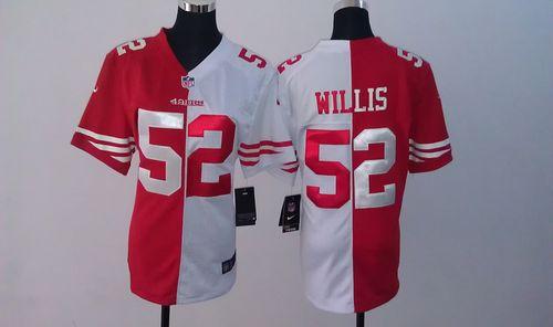 Nike 49ers #52 Patrick Willis Red/White Women's Stitched NFL Elite Split Jersey