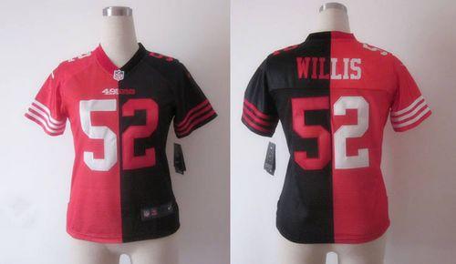 Nike 49ers #52 Patrick Willis Black/Red Women's Stitched NFL Elite Split Jersey