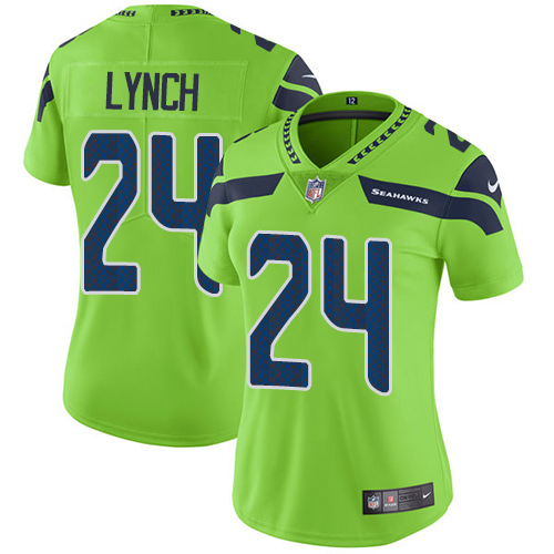 Nike Seahawks #24 Marshawn Lynch Green Women's Stitched NFL Limited Rush Jersey