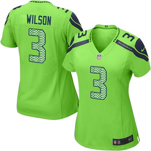 Nike Seahawks #3 Russell Wilson Green Women's Stitched NFL Elite Jersey