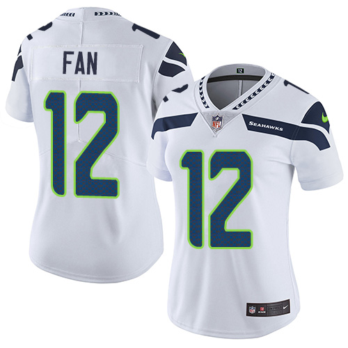 Nike Seahawks #12 Fan White Women's Stitched NFL Vapor Untouchable Limited Jersey