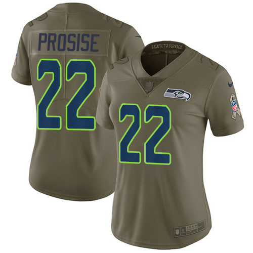 Nike Seahawks #22 C. J. Prosise Olive Women's Stitched NFL Limited 2017 Salute to Service Jersey