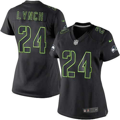 Nike Seahawks #24 Marshawn Lynch Black Impact Women's Stitched NFL Limited Jersey