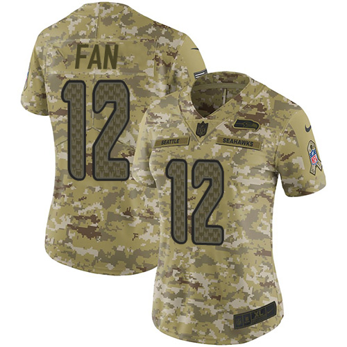 Nike Seahawks #12 Fan Camo Women's Stitched NFL Limited 2018 Salute to Service Jersey