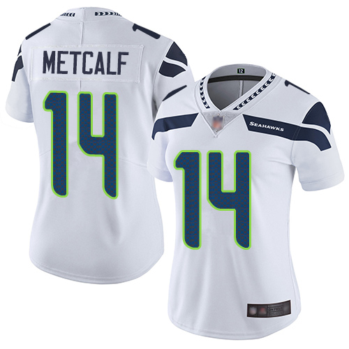 Nike Seahawks #14 D.K. Metcalf White Women's Stitched NFL Vapor Untouchable Limited Jersey