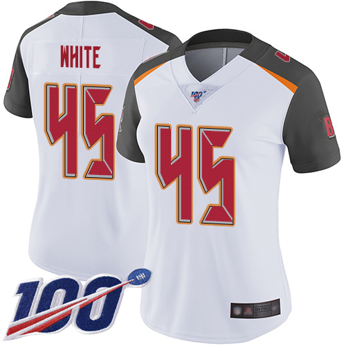 Nike Buccaneers #45 Devin White White Women's Stitched NFL 100th Season Vapor Limited Jersey