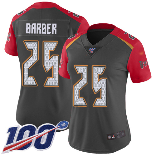 Nike Buccaneers #25 Peyton Barber Gray Women's Stitched NFL Limited Inverted Legend 100th Season Jersey