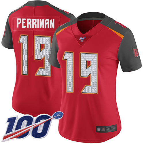 Nike Buccaneers #19 Breshad Perriman Red Team Color Women's Stitched NFL 100th Season Vapor Limited Jersey