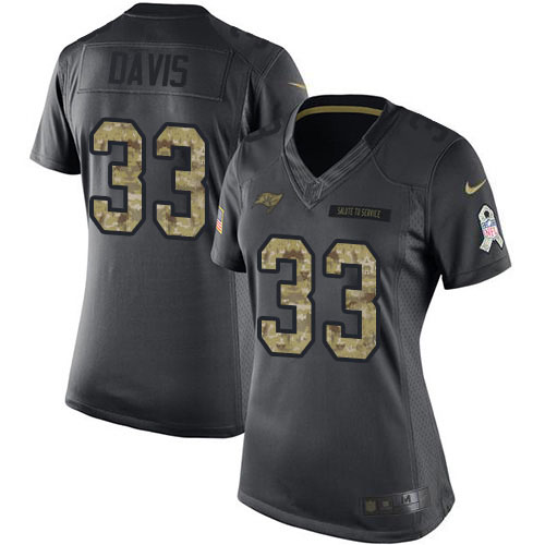 Nike Buccaneers #33 Carlton Davis III Black Women's Stitched NFL Limited 2016 Salute to Service Jersey