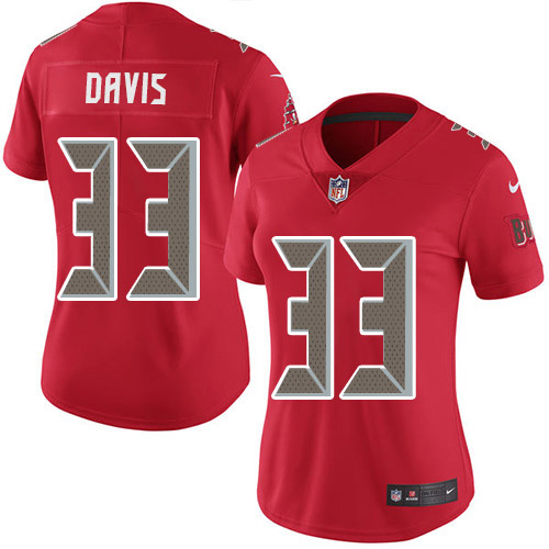 Nike Buccaneers #33 Carlton Davis III Red Women's Stitched NFL Limited Rush Jersey