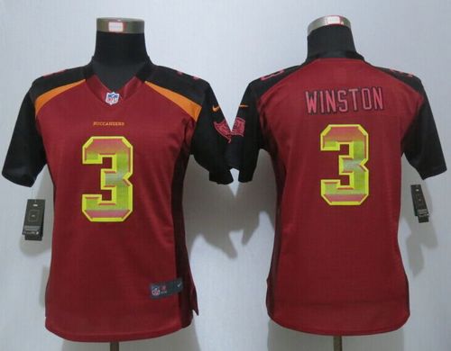 Nike Buccaneers #3 Jameis Winston Red Team Color Women's Stitched NFL Elite Strobe Jersey