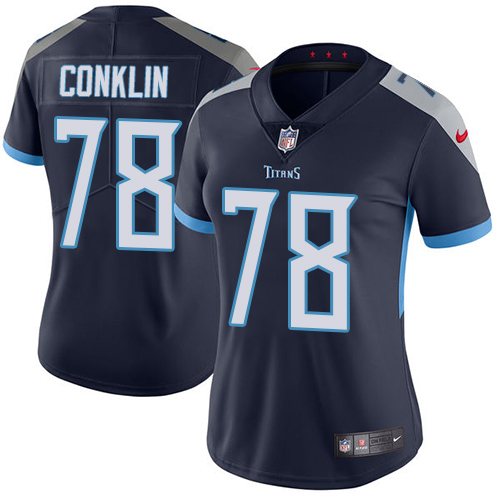 Nike Titans #78 Jack Conklin Navy Blue Team Color Women's Stitched NFL Vapor Untouchable Limited Jersey