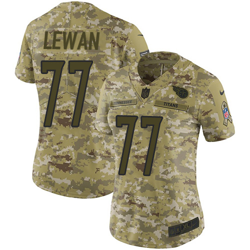 Nike Titans #77 Taylor Lewan Camo Women's Stitched NFL Limited 2018 Salute to Service Jersey
