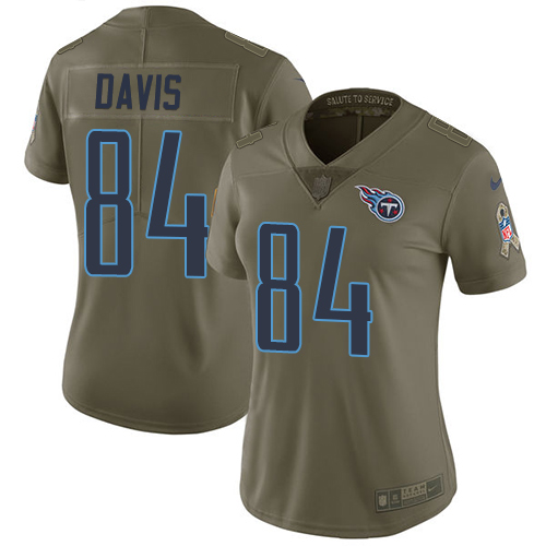 Nike Titans #84 Corey Davis Olive Women's Stitched NFL Limited 2017 Salute to Service Jersey