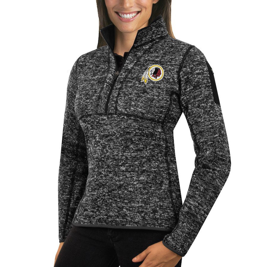 Washington Redskins Antigua Women's Fortune Half-Zip Sweater Heather Black