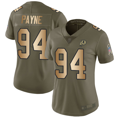 Nike Redskins #94 Da'Ron Payne Olive/Gold Women's Stitched NFL Limited 2017 Salute to Service Jersey