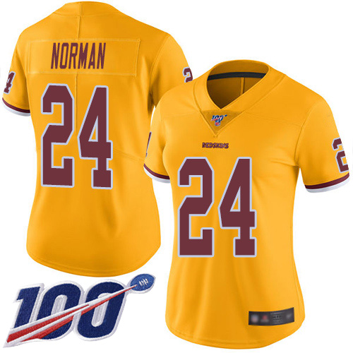 Nike Redskins #24 Josh Norman Gold Women's Stitched NFL Limited Rush 100th Season Jersey
