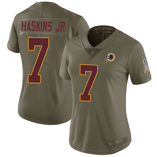 Nike Redskins #7 Dwayne Haskins Jr Olive Women's Stitched NFL Limited 2017 Salute to Service Jersey