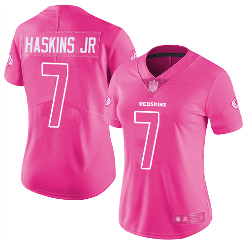 Nike Redskins #7 Dwayne Haskins Jr Pink Women's Stitched NFL Limited Rush Fashion Jersey