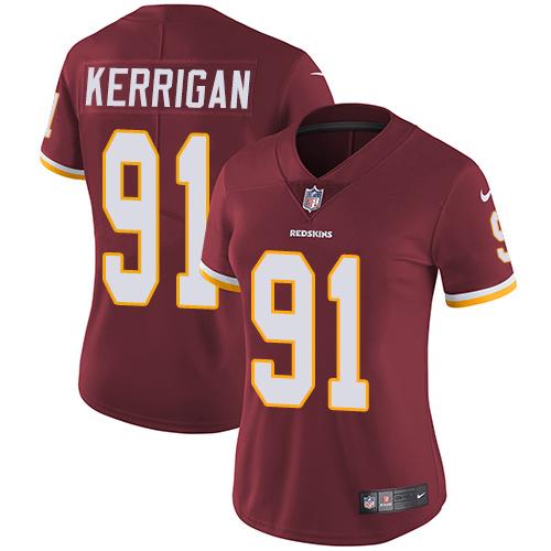 Nike Redskins #91 Ryan Kerrigan Burgundy Red Team Color Women's Stitched NFL Vapor Untouchable Limited Jersey