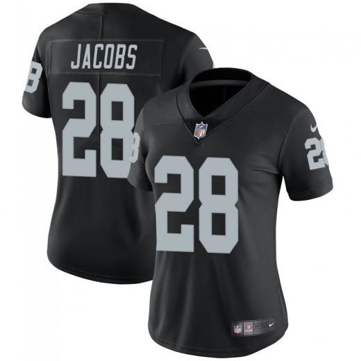 Nike Raiders #28 Josh Jacobs Black Team Color Women's Stitched NFL Vapor Untouchable Limited Jersey