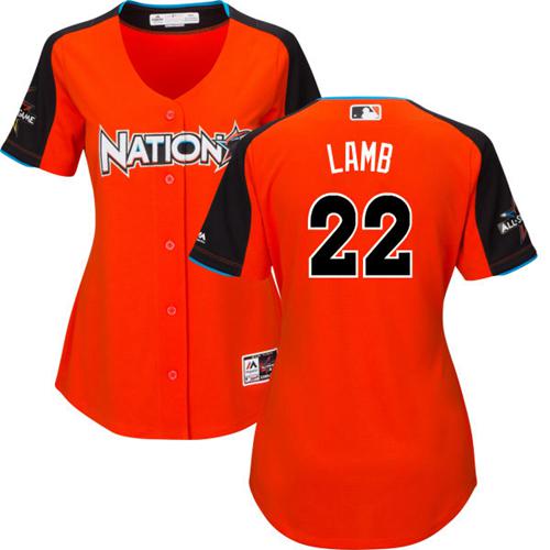 Diamondbacks #22 Jake Lamb Orange 2017 All-Star National League Women's Stitched MLB Jersey