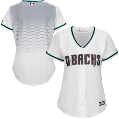 Diamondbacks Blank White/Teal Home Women's Stitched MLB Jersey