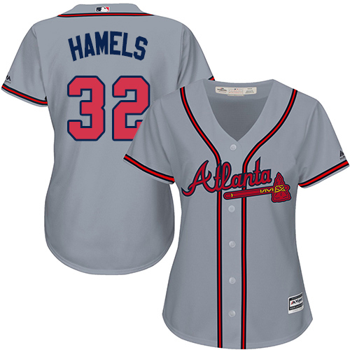 Braves #32 Cole Hamels Grey Road Women's Stitched MLB Jersey