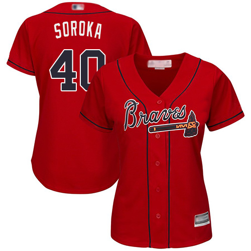 Braves #40 Mike Soroka Red Alternate Women's Stitched MLB Jersey