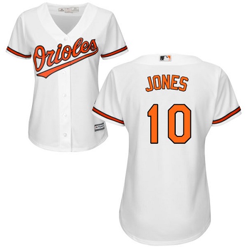 Orioles #10 Adam Jones White Home Women's Stitched MLB Jersey