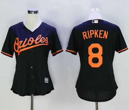 Orioles #8 Cal Ripken Black Women's Alternate Stitched MLB Jersey