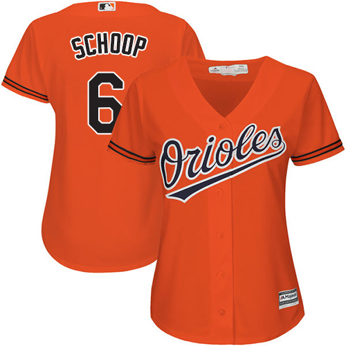 Orioles #6 Jonathan Schoop Orange Alternate Women's Stitched MLB Jersey