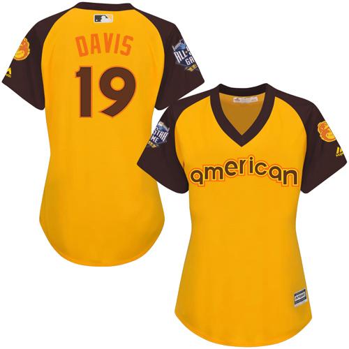 Orioles #19 Chris Davis Gold 2016 All-Star American League Women's Stitched MLB Jersey