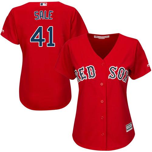 Red Sox #41 Chris Sale Red Alternate Women's Stitched MLB Jersey