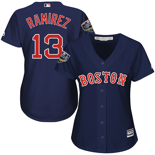 Red Sox #13 Hanley Ramirez Navy Blue Alternate 2018 World Series Women's Stitched MLB Jersey