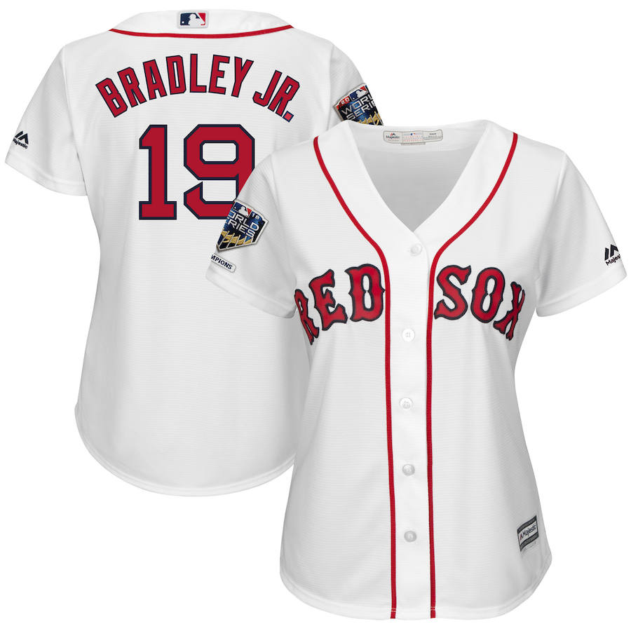 Boston Red Sox #19 Jackie Bradley Jr. Majestic Women's 2018 World Series Champions Home Cool Base Player Jersey White