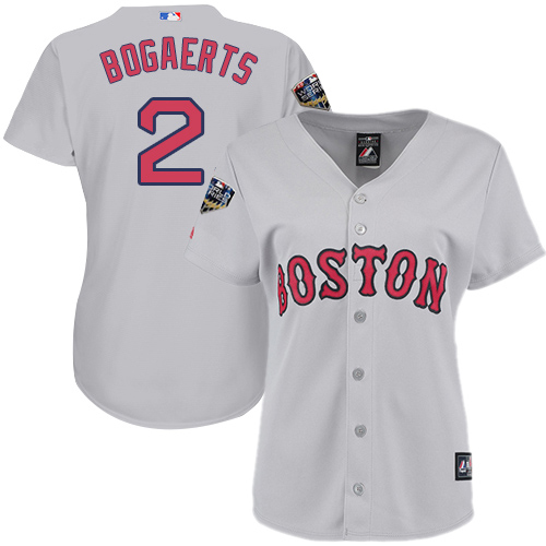 Red Sox #2 Xander Bogaerts Grey Road 2018 World Series Women's Stitched MLB Jersey