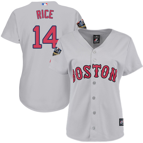 Red Sox #14 Jim Rice Grey Road 2018 World Series Women's Stitched MLB Jersey