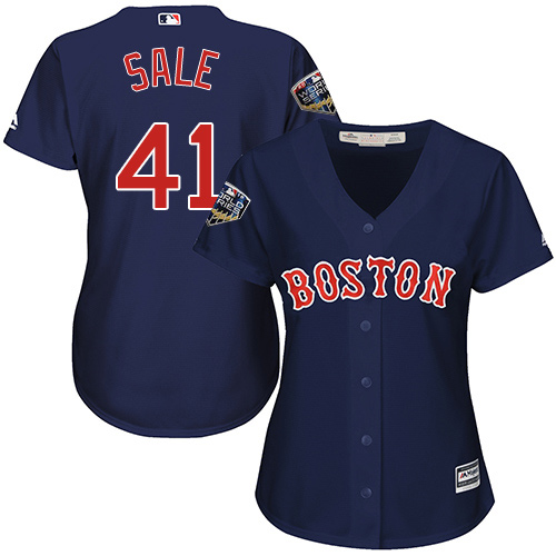 Red Sox #41 Chris Sale Navy Blue Alternate 2018 World Series Women's Stitched MLB Jersey