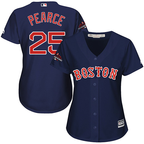 Red Sox #25 Steve Pearce Navy Blue Alternate 2018 World Series Champions Women's Stitched MLB Jersey