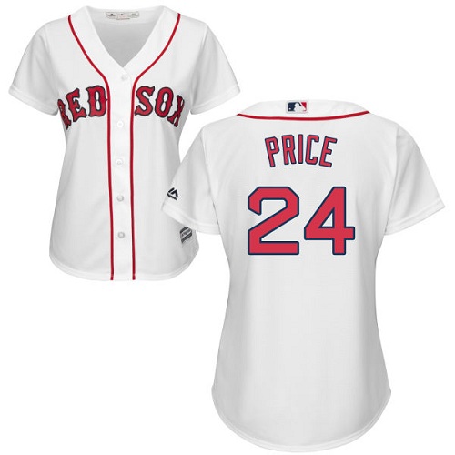 Red Sox #24 David Price White Home Women's Stitched MLB Jersey