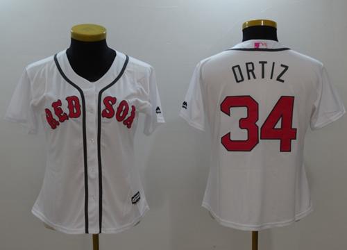 Red Sox #34 David Ortiz White Mother's Day Cool Base Women's Stitched MLB Jersey